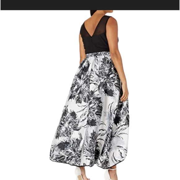 NWT R&M Richards floral high low dress size 16 black and white - Picture 2 of 2